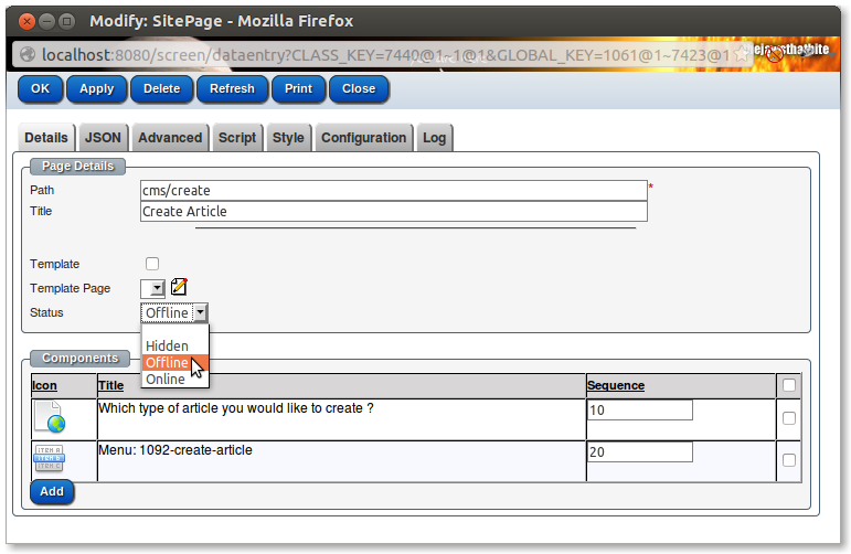 Page status Page status